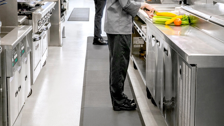 anti fatigue mats help to relieve the pain of every day working on hard surfaces like concrete in restaurant kitchens or at home. They are soft, 100% waterproof, modular and non-slip, protecting you and your posture at every moment. 